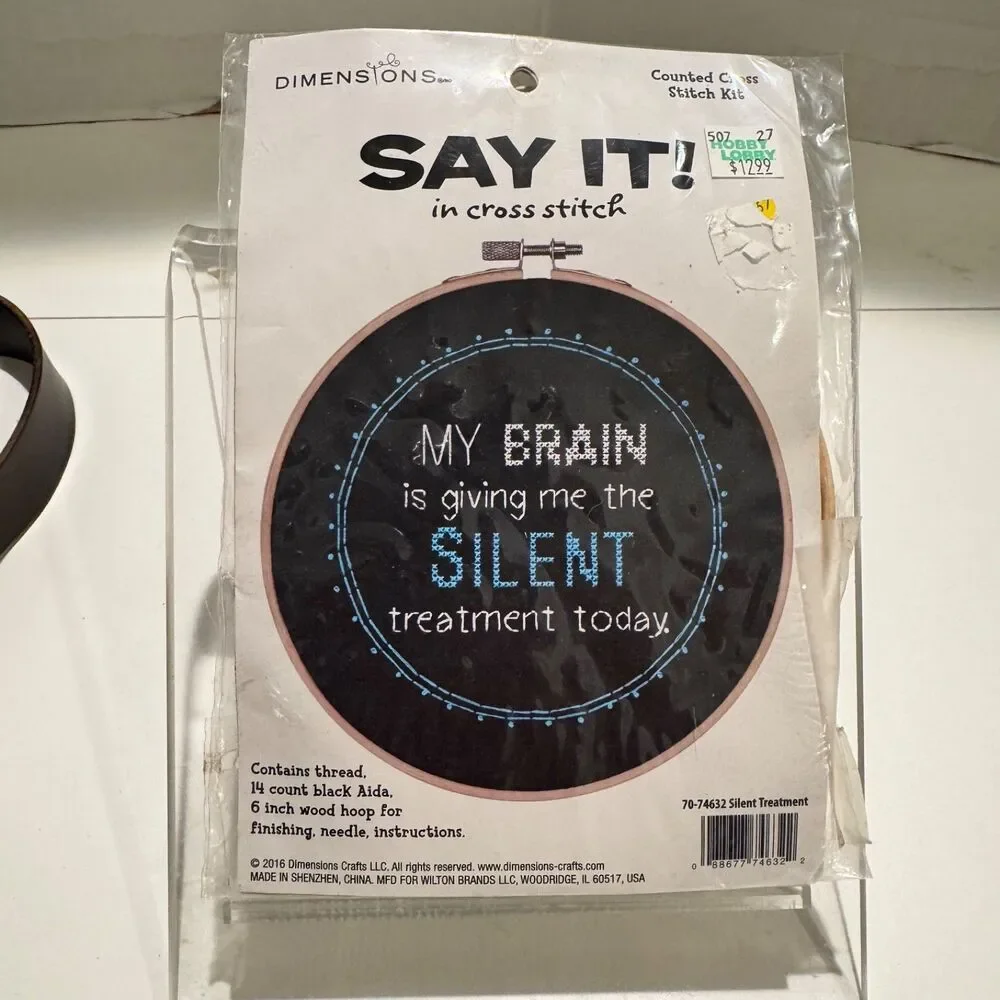My brain giving silent treatment counted cross stitch kit NIP Dimensions Say It